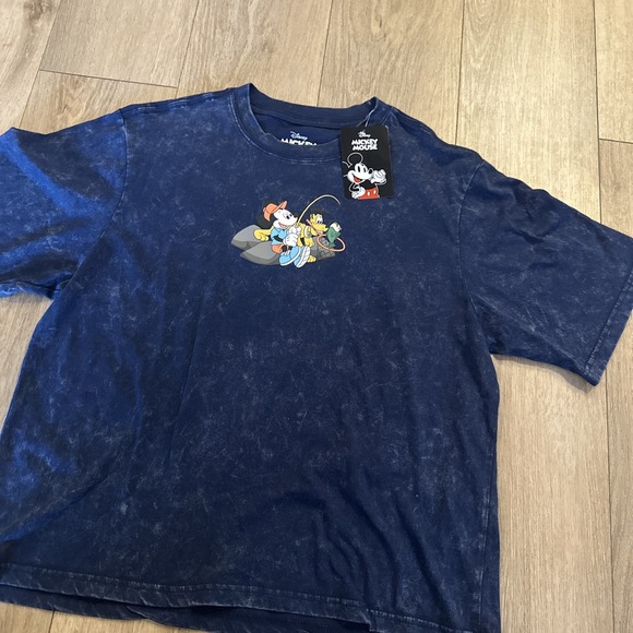 Disney Other - Disney Mickey And Pluto Fishing T-Shirt Pebble Blue Front & Back Graphics XLarge